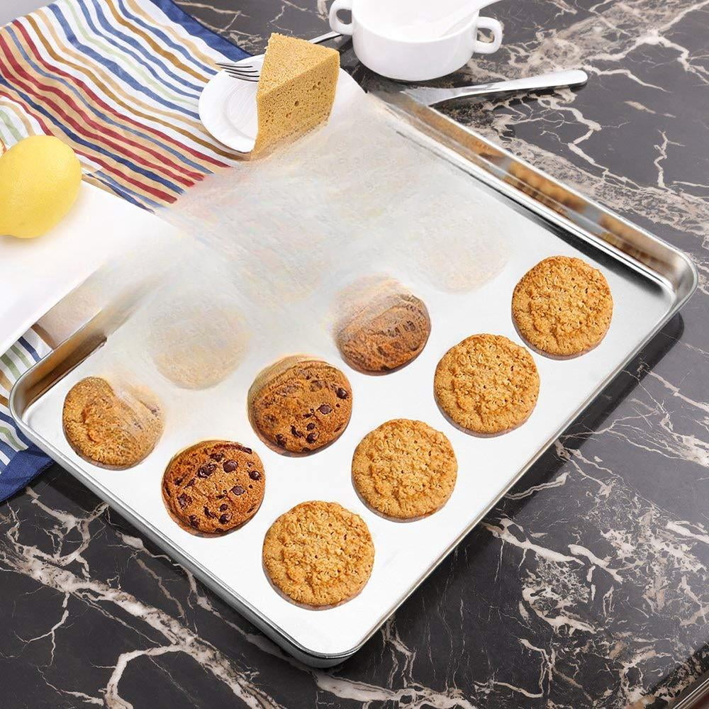 Baking Sheet Set of 3 Stainless Steel Cookie Cooking Pan for Baking & Roasting