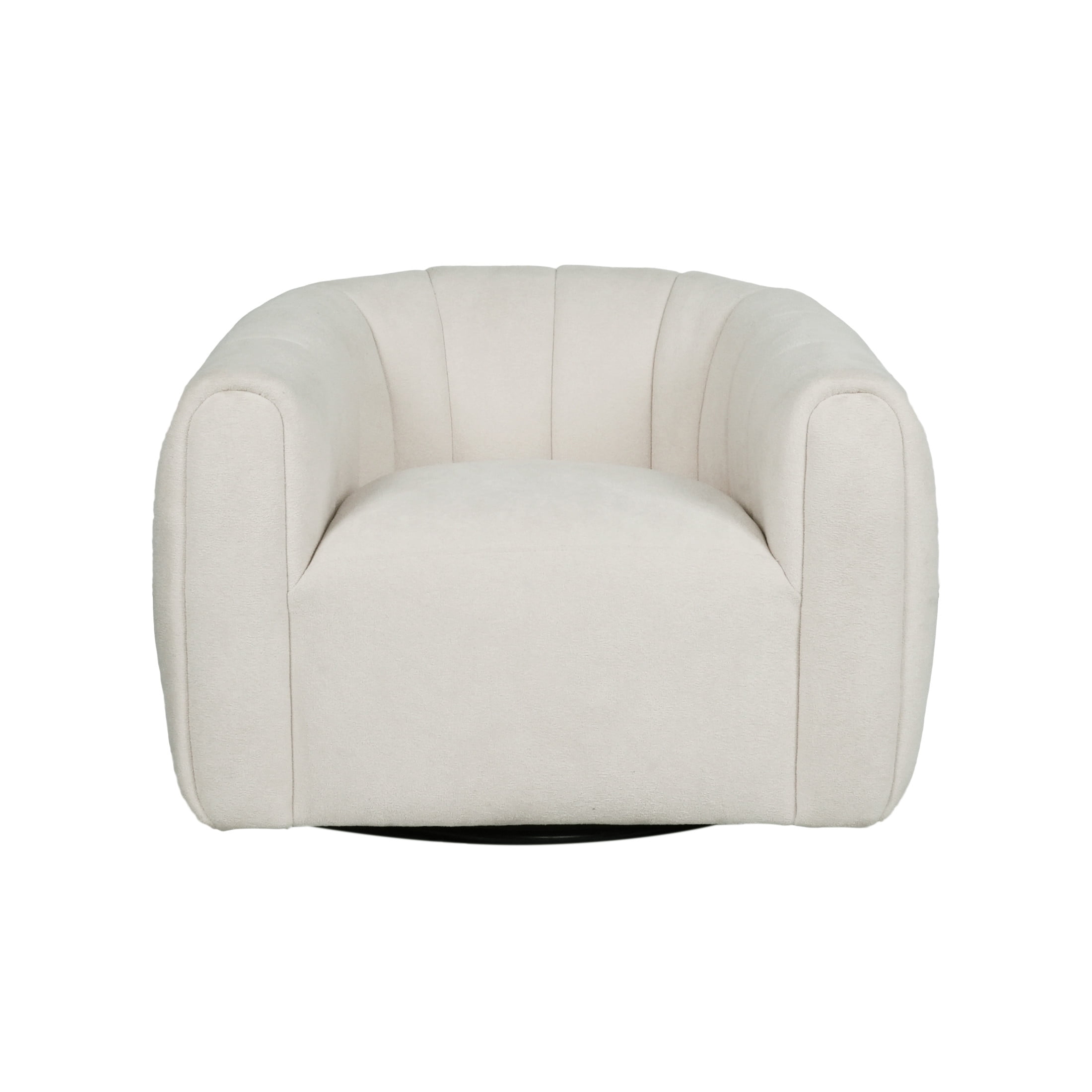 Noble House Smith  Textured Boucle White Modern Swivel Club Chair
