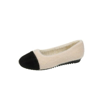 

Difumos Women Flats Soft Plush Warm Shoe Comfort Casual Shoes Walking Cozy Loafers Lightweight Slip On Beige 5.5