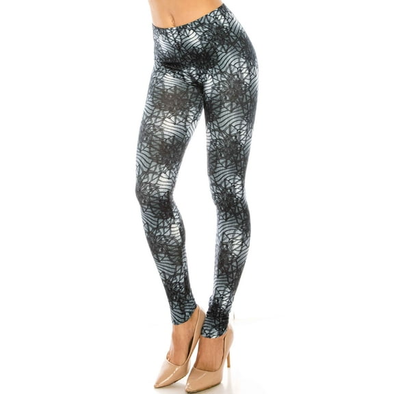 Creamy Soft Premium Women's Leggings 3D Floral Helix Plus Size, High Rise, Stretchy & Breathable, Comfortable Fit - by USA Fashion