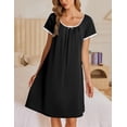 thumbnail image 3 of Ekouaer Moo Moos for Women Short Sleeve House Dresses with Pockets Pleated Mumu Dress Soft Nightgowns, 3 of 6