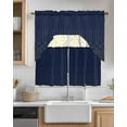 thumbnail image 2 of Navy Blue, Kitchen Curtains Swag Valance and Tier Curtains Set 36 Inch Length, Abstract Minimalistic Geometric Stripes Rod Pocket Drape Panels Pair Swag Curtains for Bathroom/Cafe/Window, 2 of 6
