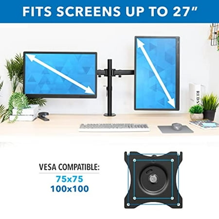 Mount-It! - Full Motion Dual Monitor Desk Mount - Black