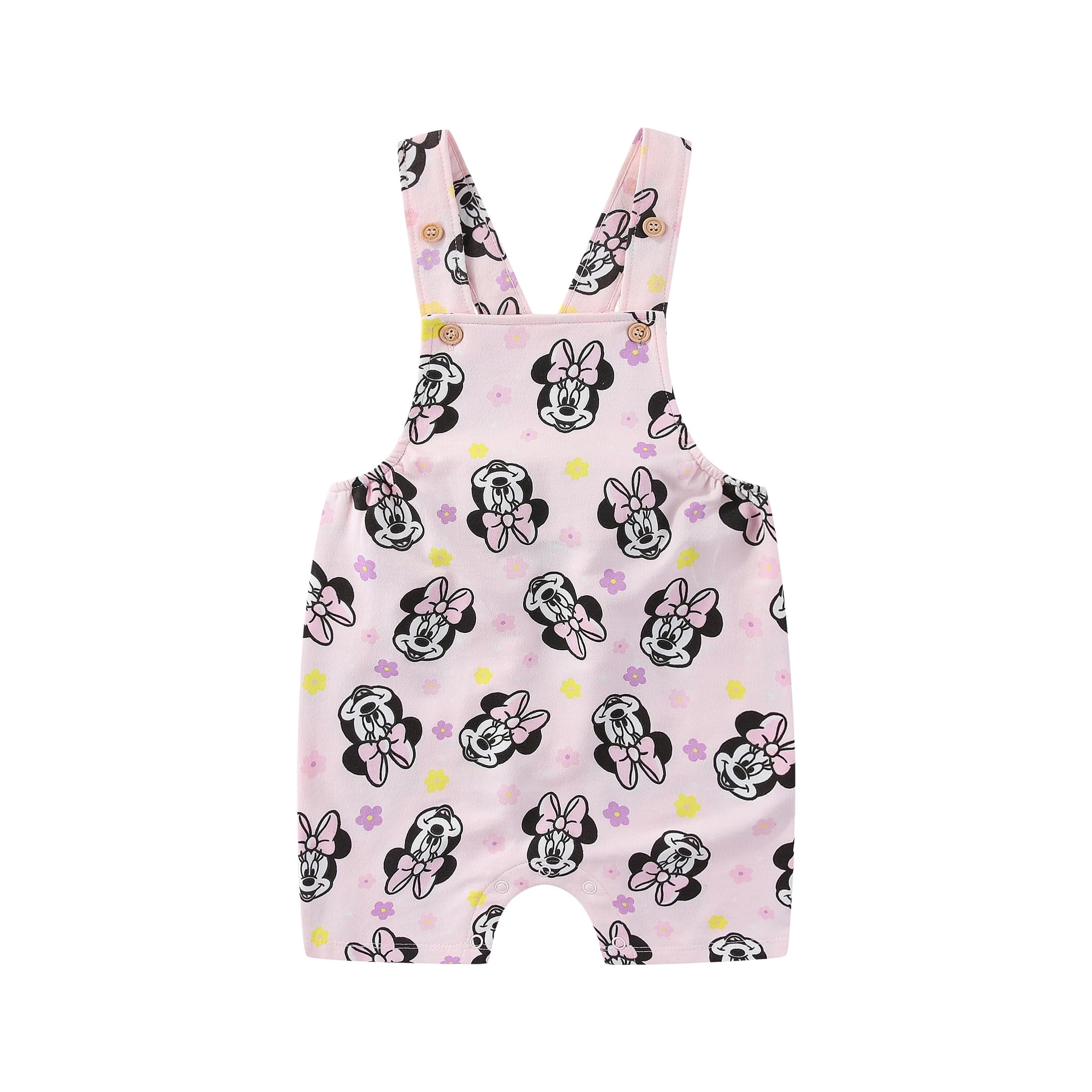 Disney Minnie Mouse Baby Shortall Overall with Hat Set (Girls), 3-Piece Set, Sizes 6M-24M