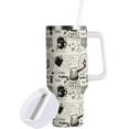 thumbnail image 2 of Gobelet de 40 oz avec Poignée, Couvercle et Paille, Gobelet d'Eau Isolé, Tasse d'Eau en Acier Inoxydable, Mug, Bouteille, Porte-Gobelet Réutilisable, Café, Lettrage, 2 of 6