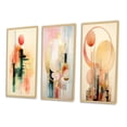 thumbnail image 3 of Designart "Retro City Dreams in Golden Illustration IV" Modern Geometric Framed Wall Art Set Of 3 - Pink Abstract Frame Canvas Set For Living Room Decor, 3 of 7