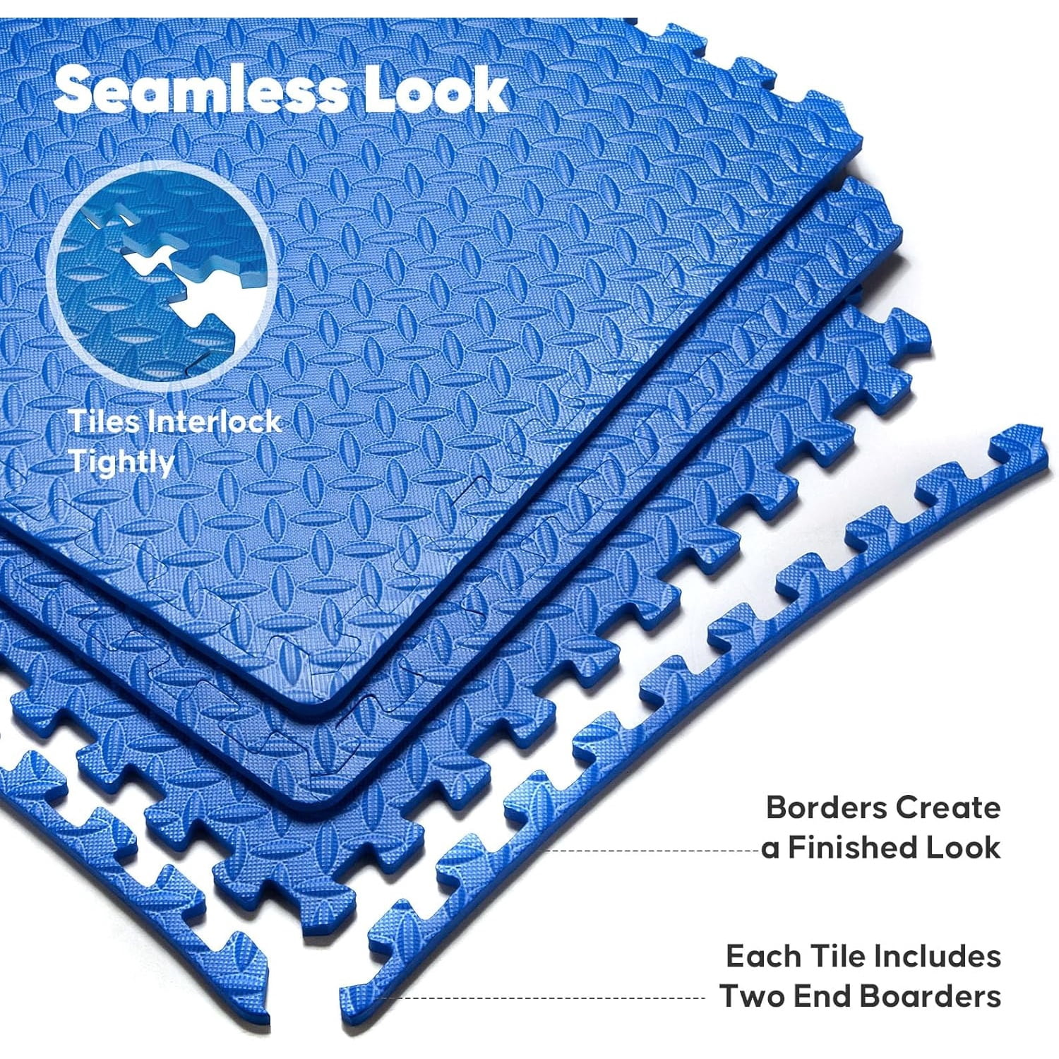 Home Gym Mat, Puzzle Exercise Mat, of EVA Interlocking Foam Floor Tiles for Home Workout Equipment and Kids' Play Areas - Blue, 24 in x 24 in x ½ in - 16 Tiles (Blue, 16 Pack 64 sq ft)