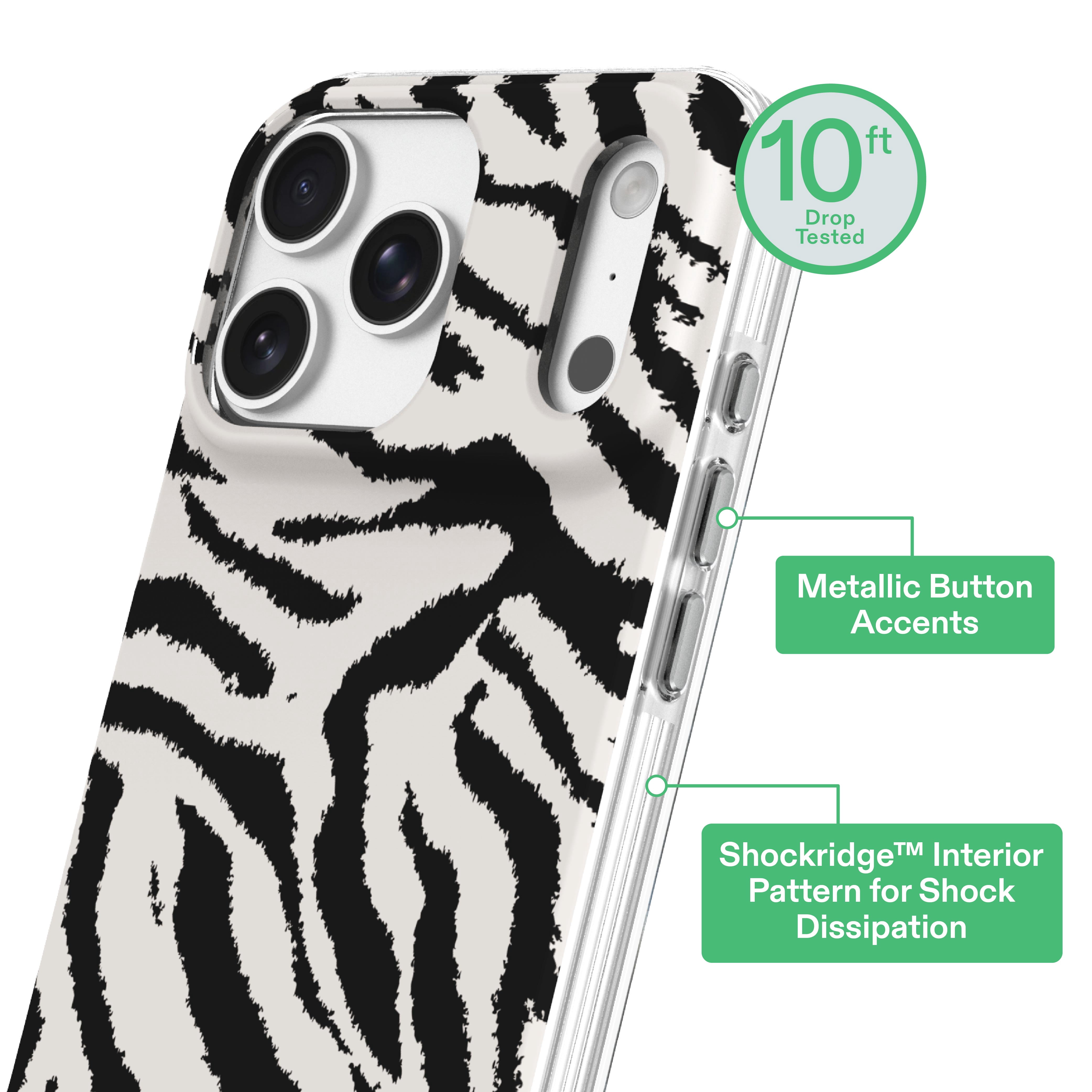 onn Phone Case for iPhone 18 Pro Max / 17 Pro Max, MagSafe Compatible - Zebra Stripe