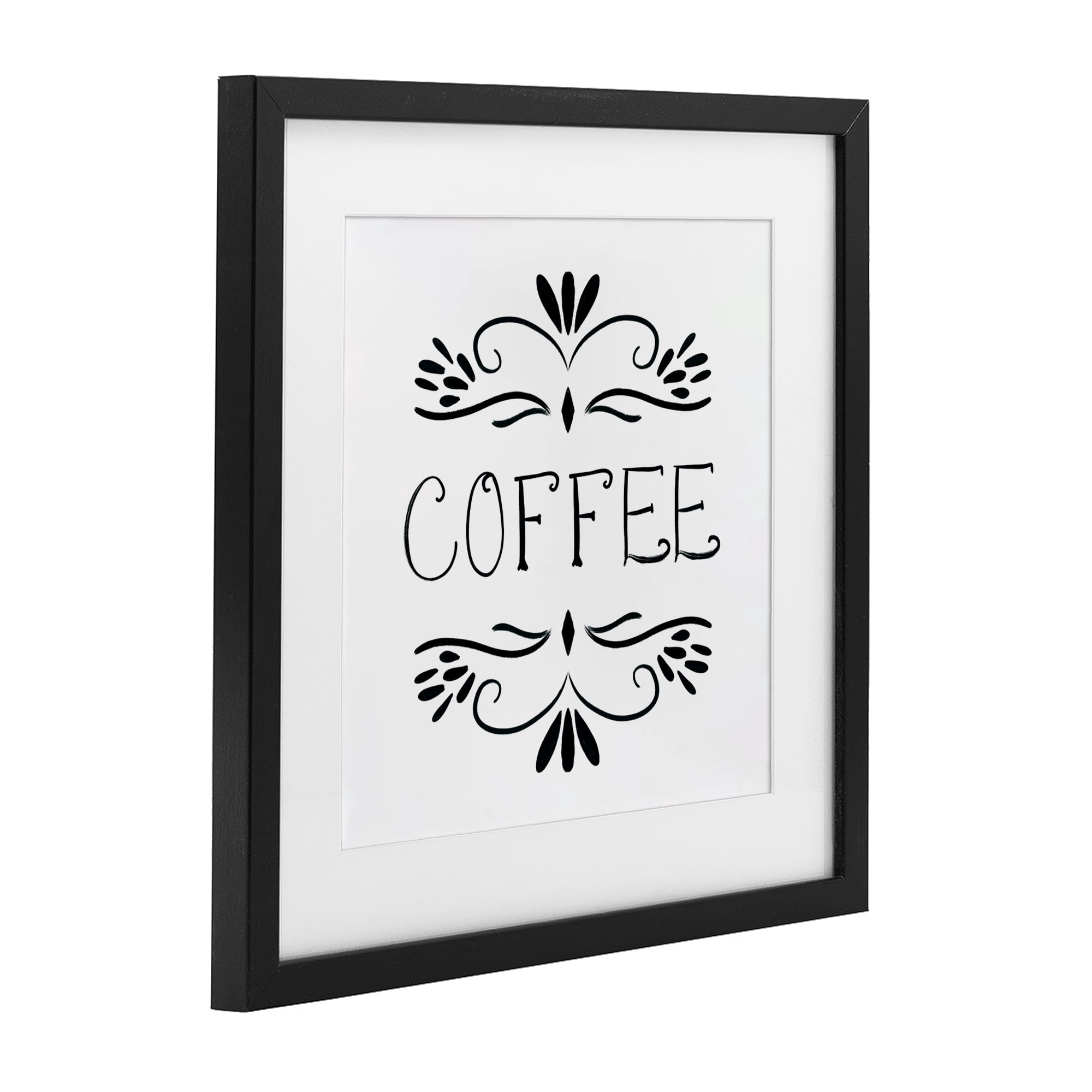 Stupell Industries Coffee with Floral Emblems Black Framed Print Under Glass, design by Lucille Price