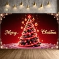 thumbnail image 3 of Red Background Christmas Banner Gold Ornaments Holiday Backdrop Snowflake Accents Illuminated Tree Xmas Display for Home Decoration Christmas Party Family Gathering, 3 of 9