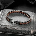 thumbnail image 5 of Men's Premium Leather and Stainless Steel Time Line Bracelet - Elegant Black and Brown Wristband - Perfect Bracelet, 5 of 7
