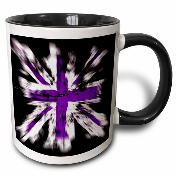 3drose, Purple British Explosive Flag, 11oz Two-tone Black Mug
