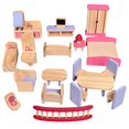 thumbnail image 2 of Vinatge Style 1/12 Casa de muñecas Miniatura Cama de madera Escritorio Muebles para vivir 20 piezas perfke sofá de la casa de muñecas, 2 of 9