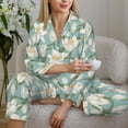 thumbnail image 6 of Honeii Lilies Flowers print Women's Pajama Sets Long Sleeve Button Down Sleepwear Nightwear Soft Pjs Lounge Sets-Small, 6 of 7