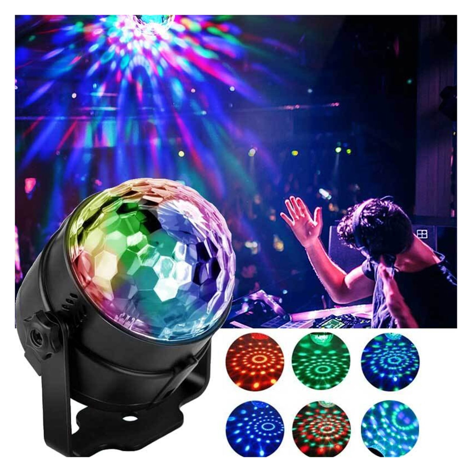 Disco Ball DJ Party Lights Sound Activated Rotating RGB LED Stage Lights Strobe Beam Party Club Bar Xmas Birthday Wedding Show ,Easy to Install