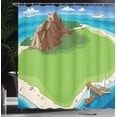 thumbnail image 3 of Ambesonne Nautical Beach Shower Curtain, Aerial View Island, 69"Wx75"L, Lime Green and Sea Blue, 3 of 4