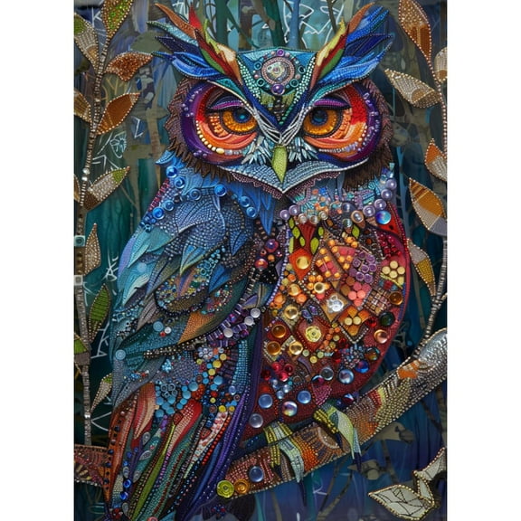 Colorful Owl DIY 5D Diamond Art Paint with Full Drill Round Diamond Gems Painting by Number Kits for Adults Art Craft Home Wall Decoration 11.8x15.8in(1)