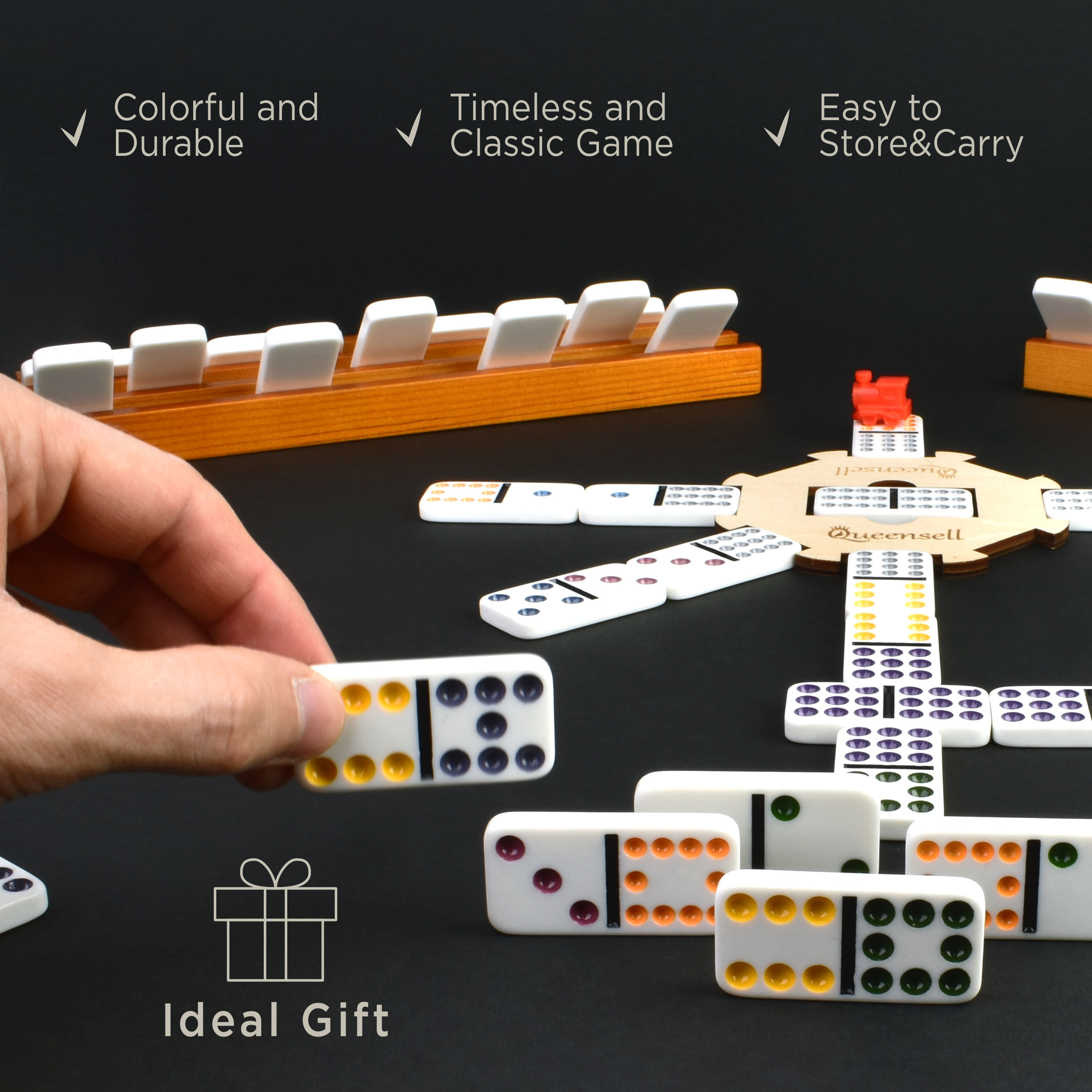 Queensell Mexican Train Dominoes Double 12 Set photo 4