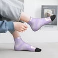 thumbnail image 5 of Goofa Lavender Glitter Foil Stripes Pattern Non Slip Socks with Grips for Elderly, Crew Socks Yoga Hospital Socks Cushioned Sole Gripper Socks for Men Women, 5 of 5