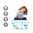 thumbnail image 2 of Animal Storage Toy Bag Chair, Multitude Repeating Striped Designed Little Elephants Motifs, Stuffed Animal Organizer Washable Bag, Small Size, White Pale Taupe Sea Blue, by Ambesonne, 2 of 3