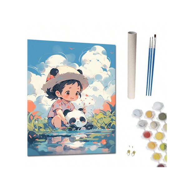 DIY Paint By Numbers For Kids, Girls And Pandas - Paint By Number, Animal Oil Painting Paint By Number Kit For Kids.