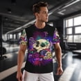 thumbnail image 3 of Wukai Mushrooms and Skull Print Men's Short-Sleeved Mesh T-Shirt,Quick-Dry Short Sleeve Workout T-Shirt-, 3 of 8