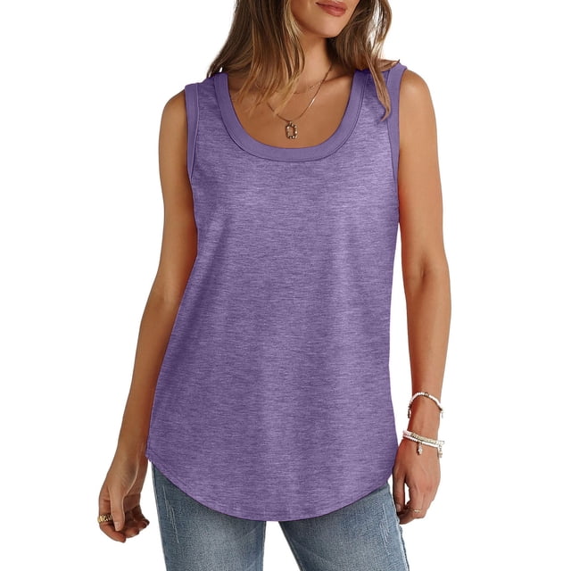 Timegard Camisoles Grande Taille pour Femmes Col Rond Sans Manches T-Shirts Basiques Confortables T-Shirts Décontractés Amples