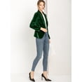 thumbnail image 4 of Abrigo de Oficina para Mujer Allegra K Chaqueta de Terciopelo con Botones y Cuello Chal Sólido Verde L, 4 of 7