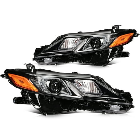 ECCPP LED Headlight Assembly Fit 2018-2022 for Toyota Camry SE Black Housing Amber Reflector Pair Headlights 81150-06C40