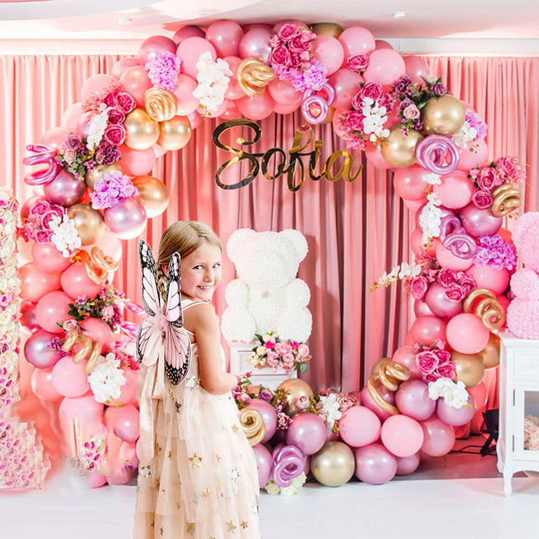 Pink and Rose Gold Balloon Garland Kit - Princess, Swan, Ballerina Birthday  Party Decoration, Bridal Shower, Girl Baby Shower - GenWooShop