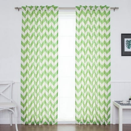 - Best Home Fashion, Inc. Slub Chevron Sheer Rod Pocket Curtain Panels (Set of 2)