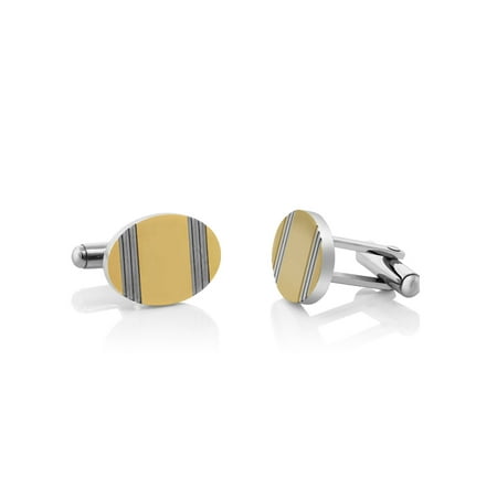 Two Tone Stainless Steel Oval Shape Cufflinks For Men 19X13MM