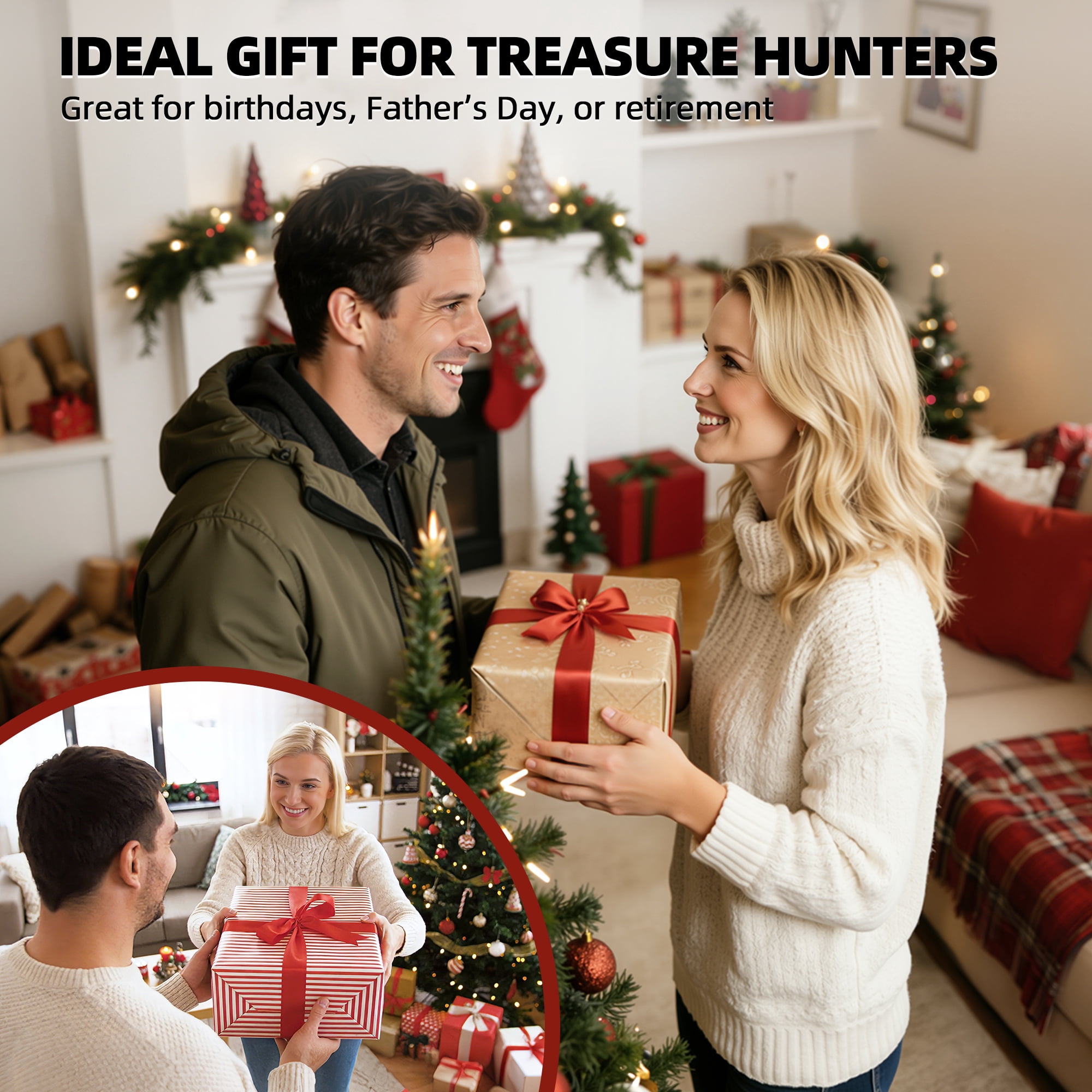 ABLEGRID Metal Detector for Adults and Kids Rechargeable Foldable, Professional Gold and Silver Detectors, High Accuracy Waterproof Pinpoint 4 Modes, Advanced DSP Chip 10" Coil, GC1021