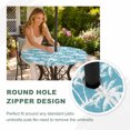 thumbnail image 4 of Round Outdoor Tablecloth with Umbrella Hole and Zipper, Aqua Blue Palm Tree Summer Tablecloth with Elastic Waterproof, Beach Tropical Coastal Patio Table Covers for 36" - 44" Picnic Pool Tables, 4 of 9