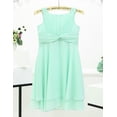 thumbnail image 4 of Manyakai Kids Sleeveless Knotted Waist Flower Girl Dress Ruched Chiffon Wedding Birthday Party Gown Mint Green 14, 4 of 7