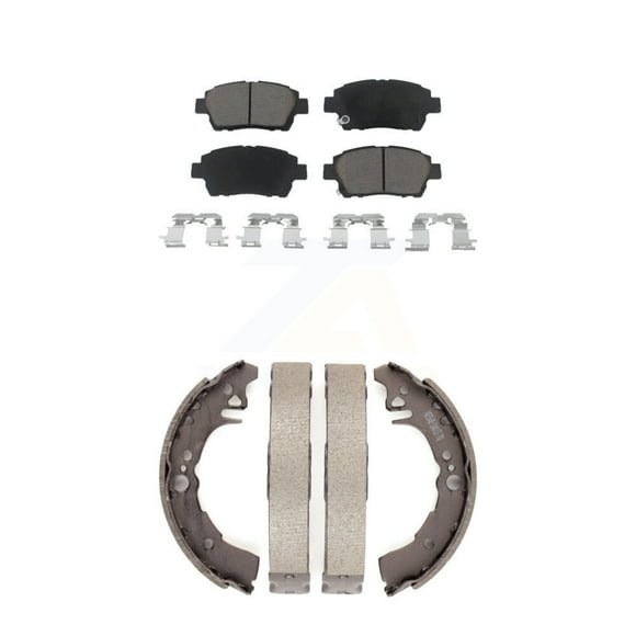 Transit Auto Front Rear Ceramic Brake Pads and Drum Shoes Kit for Car 2001-2005 Toyota Echo KCN-100383