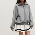 thumbnail image 1 of Sweat à Capuche Mode pour Femmes 2023 Col Rabattu Fermeture Éclair Pull Europe Amérique Hiver 2023 Nouvelle Tendance Rue Ample Décontracté Paresseux Fermeture Éclair Pull 50 % de Réduction Liquidation Costumes Halloween/noël, 1 of 9