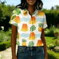 thumbnail image 4 of Women Hawaiian Shirt Soft Cool Summer Hawaii Tshirts Beach Tropic Print V Neck Button up Tops Floral Short Sleeve Tops Yellow 2XL, 4 of 5