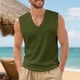thumbnail image 4 of Camiseta sin mangas con cuello en V para hombre, color liso, informal, con cuello en V, para vacaciones, entrenamiento, camiseta sin mangas, blusa de poliéster para hombre, 4 of 9