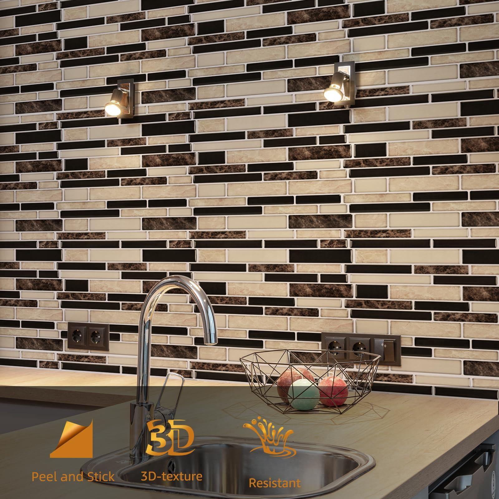 10-sheet Peel And Stick Backsplash Tile For Kitchen  Splash On Tiles Wall (sand)