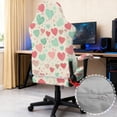 thumbnail image 4 of SCRAWLGOD Valentine's Day Decor Heart Stripe Spot Print Pink Beige Set of 4 Gaming Chair Covers Elastic Gaming Chair Cover Set Computer Armchair Seat Slipcovers with Armrest Covers, 4 of 7