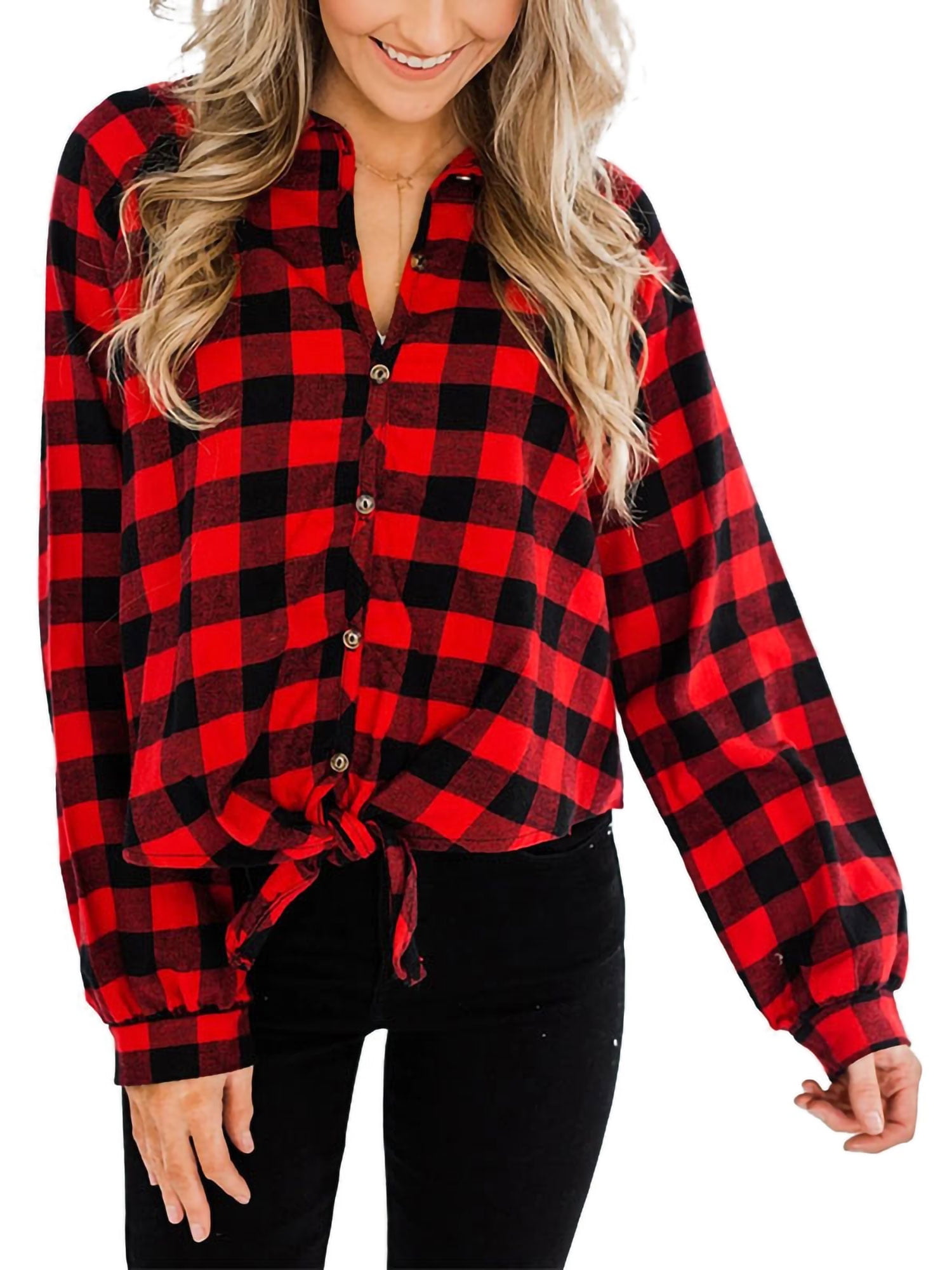 ladies red gingham shirt