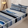 thumbnail image 3 of Homewish Blue Geometric Swirl Zipper Queen Comforter Set with Fitted Sheet and 2 Pillowcases,Vintage Damask Zipper Bedding Set,Light Gray Reversible,4pcs, 3 of 8