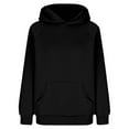 thumbnail image 5 of XIAONU Womens Hoodies Ribbed Textured Long Sleeve Pullover Hooded Sweatshirt Solid Color Simple Kangaroo Pocket Top Streetwear Black XXL, 5 of 6