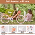 thumbnail image 2 of Glerc Maggie 20 Inch Kids Grils Bike for 7-13 Years Old Chlidren, Princess Styles Kids Bikes with Rack & Basket & Kickstand, Peach, 2 of 8