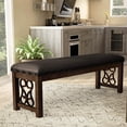 thumbnail image 3 of Furniture of America Arlyne Faux Leather Padded Dining Bench in Rustic Walnut, 3 of 5