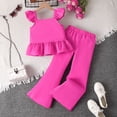 thumbnail image 6 of WRKEKC Girls 2 Piece Outfits Vest Flutter Sleeve Top Lace Hem Flare Pants Big Kids Casual Daily Soft Wear 5-14 Years, 6 of 6