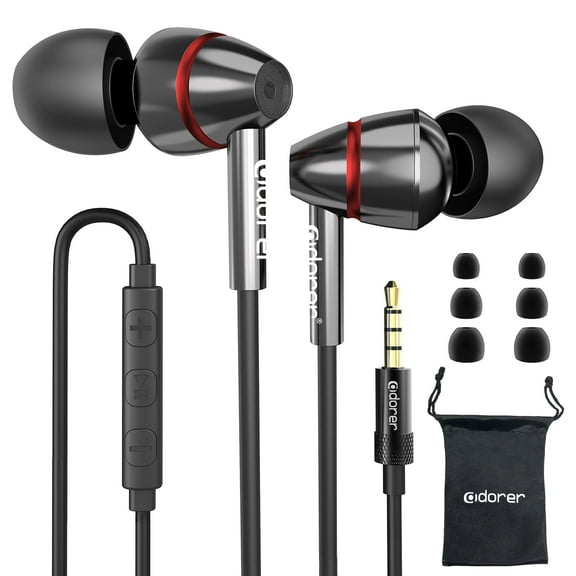 Wired Earphones, Adorer EM20 Ergonomic Comfort-Fit in-Ear Wired Earbuds with Microphone and Volume Control, Powerful Bass Noise Isolating Headphones for Smartphone MP3/MP4 Player