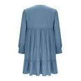 thumbnail image 5 of Women's Casual V Neck Long Sleeve Dress Elegant Solid Color Flowy Spring Summer Daily Outfit Comfortable Loose Fit Outdoor Wear, 5 of 6