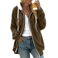 thumbnail image 4 of Qwertyu Women Fuzzy Fleece Jackets Winter Casual Oversized Fluffy Casual Coats Cardigan Warm Outerwear with Pockets Coffee XL, 4 of 6